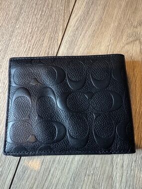 Coach Black Embossed Signature Leather Wallet